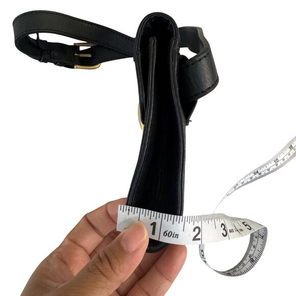 Vintage Americana by Sharif Womens 90s Black Leather Gold Hardware Mini Belt Bag - Picture 10 of 11